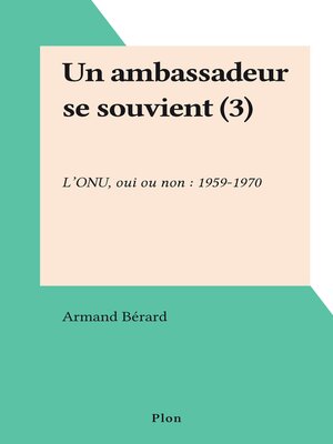 cover image of Un ambassadeur se souvient (3)